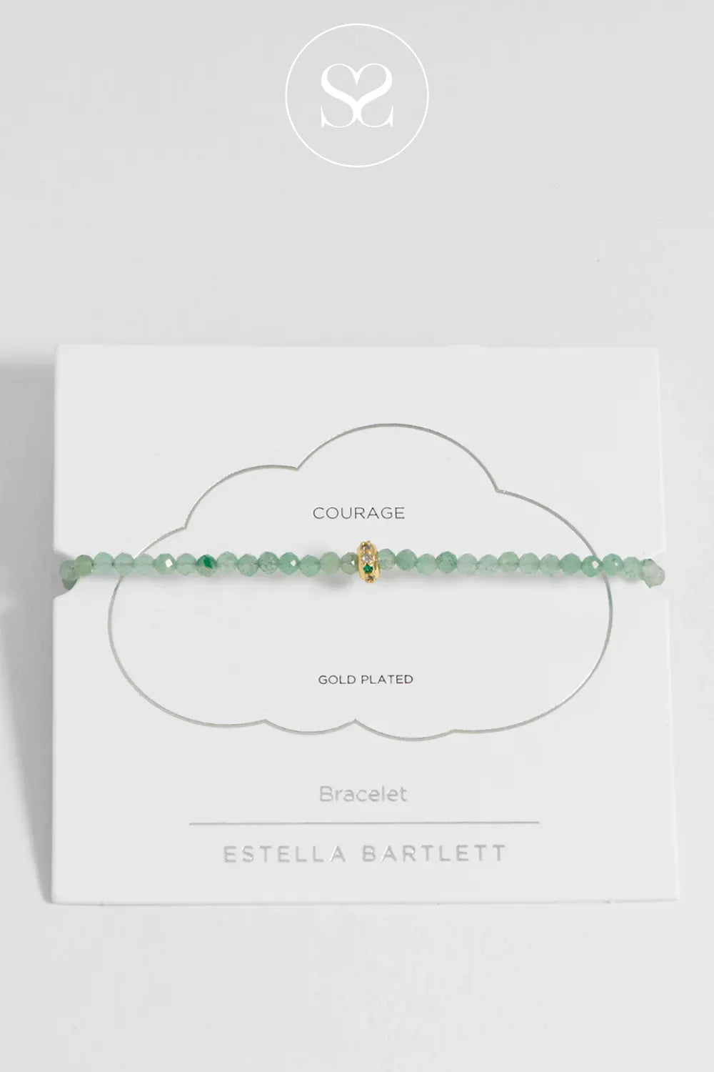 ESTELLA BARTLETT GREEN ADVENTURINE BEADED BRACELET EBB6883G
Gold-plated disc charm delicately studded with sparkling CZ stones