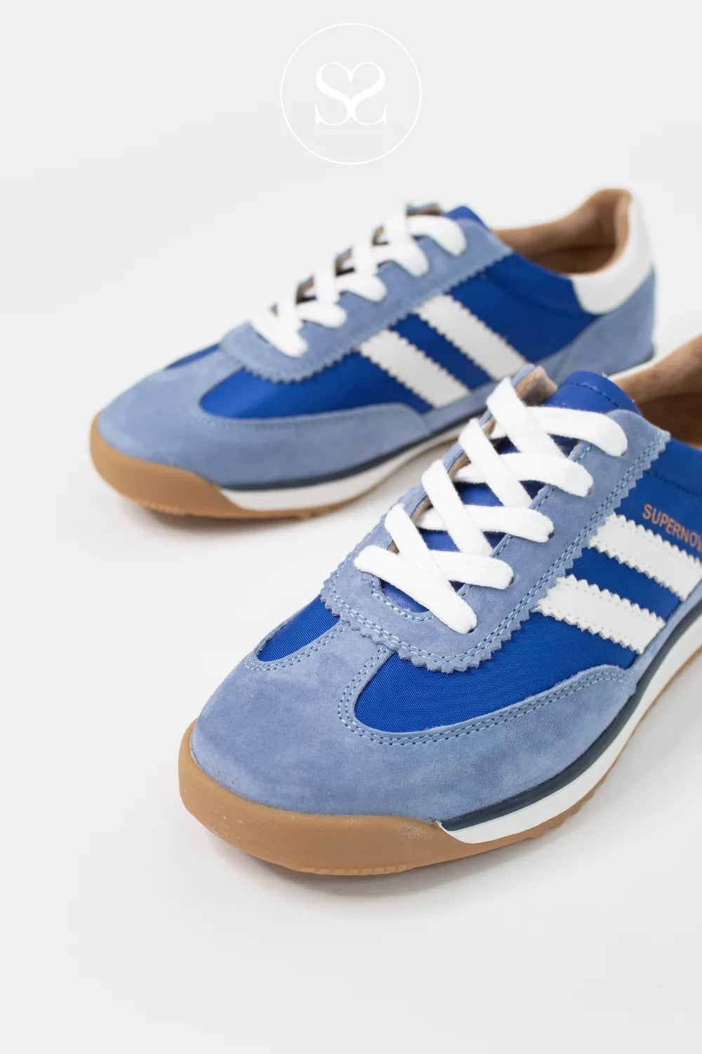 Drilleys Blue Low Profile Trainers- Seventy Three retro trainers with removable insole for a comfort fit