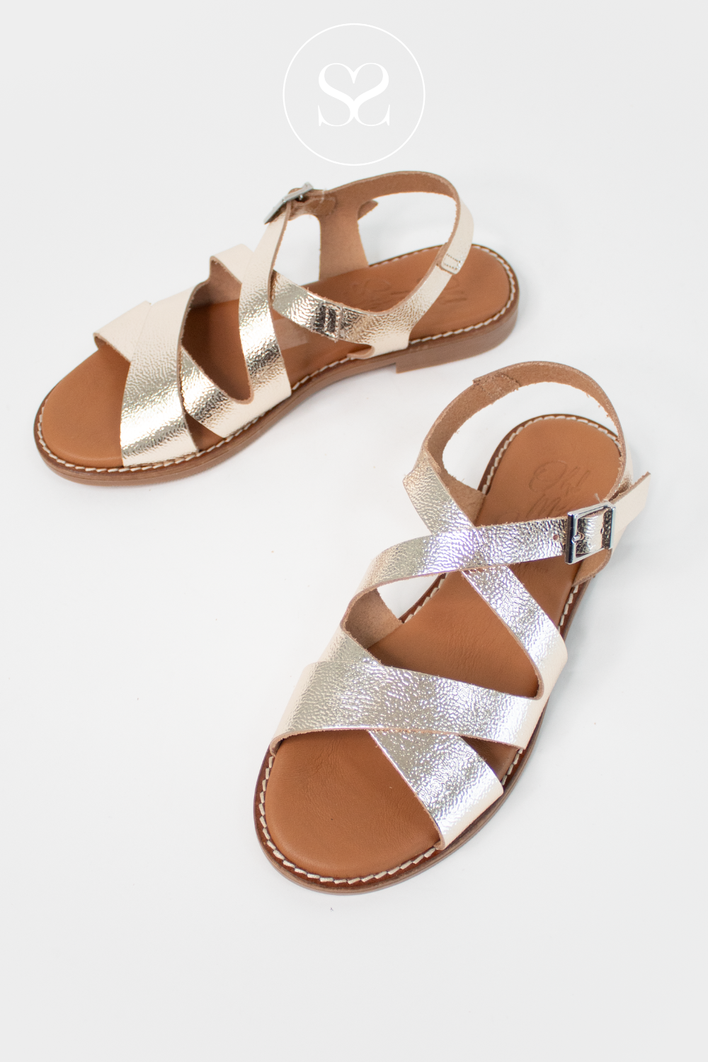 Oh my sandals - gold flat strappy sandals Ireland