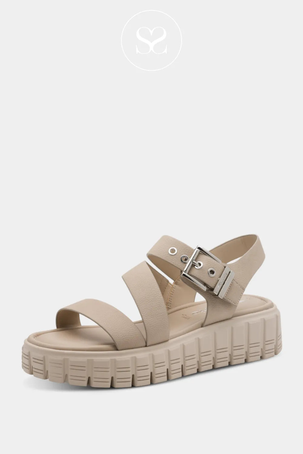 Tamaris Taupe Chunky Gladiator Wedge Sandals 1-28233-46