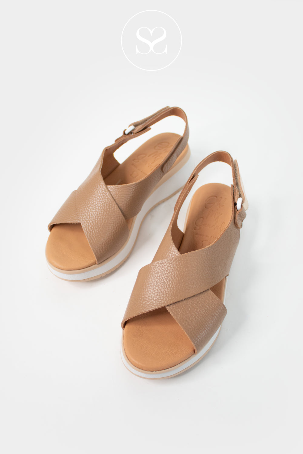 Oh My Sandals Taupe Wedge Walking Sandals 5943