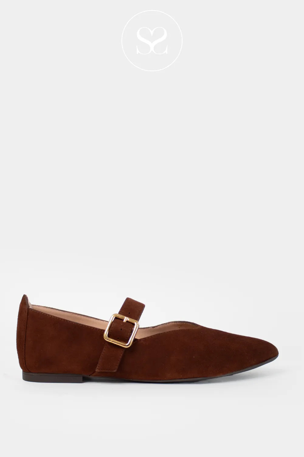 UNISA TAN SUEDE POINTED TOE FLAT MARY JANE PUMPS AZAILA