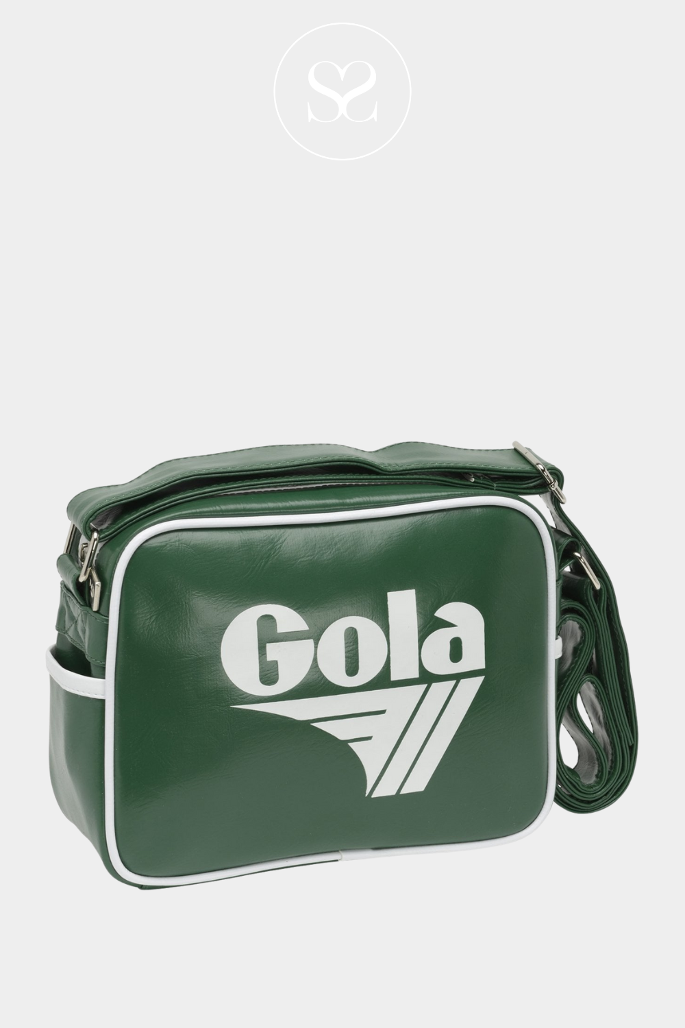 GOLA GREEN/WHITE LEATHER RETRO CROSSBODY BAG MINI REDFORD FOR WOMEN WITH ADJUSTABLE STRAP