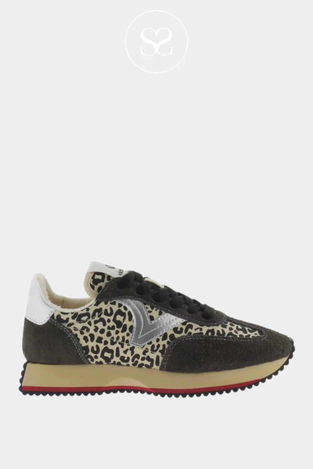 VICTORIA CHEETAH PRINT TRAINERS FOR WOMEN 1134116 SPORTY STYLE TRAINERS WITH TRENDY CHEETAH PRINT AND BROWN SUEDE TOE CAP AND HEEL