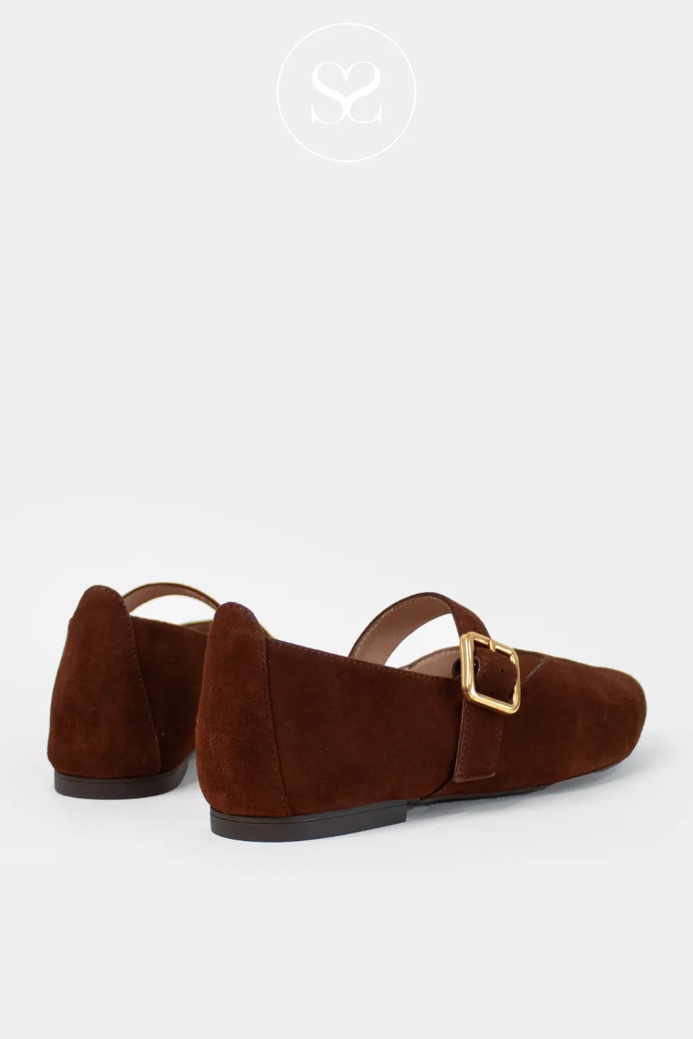 UNISA TAN SUEDE POINTED TOE FLAT MARY JANE PUMPS AZAILA FOR WOEN WITH SLIGH BLOCK HEEL