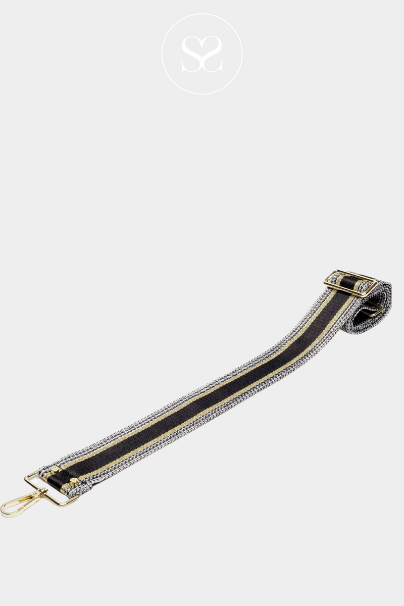 ELIE BEAUMONT BLACK AND WHITE WITH GOLD STRIPE STRAP