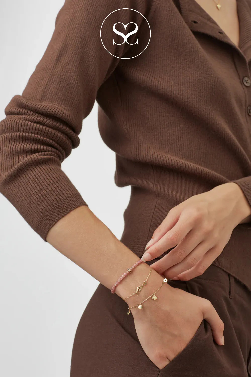 ESTELLA BARTLETT PINK TOURMALINE BEADED BRACELET EBB6881G