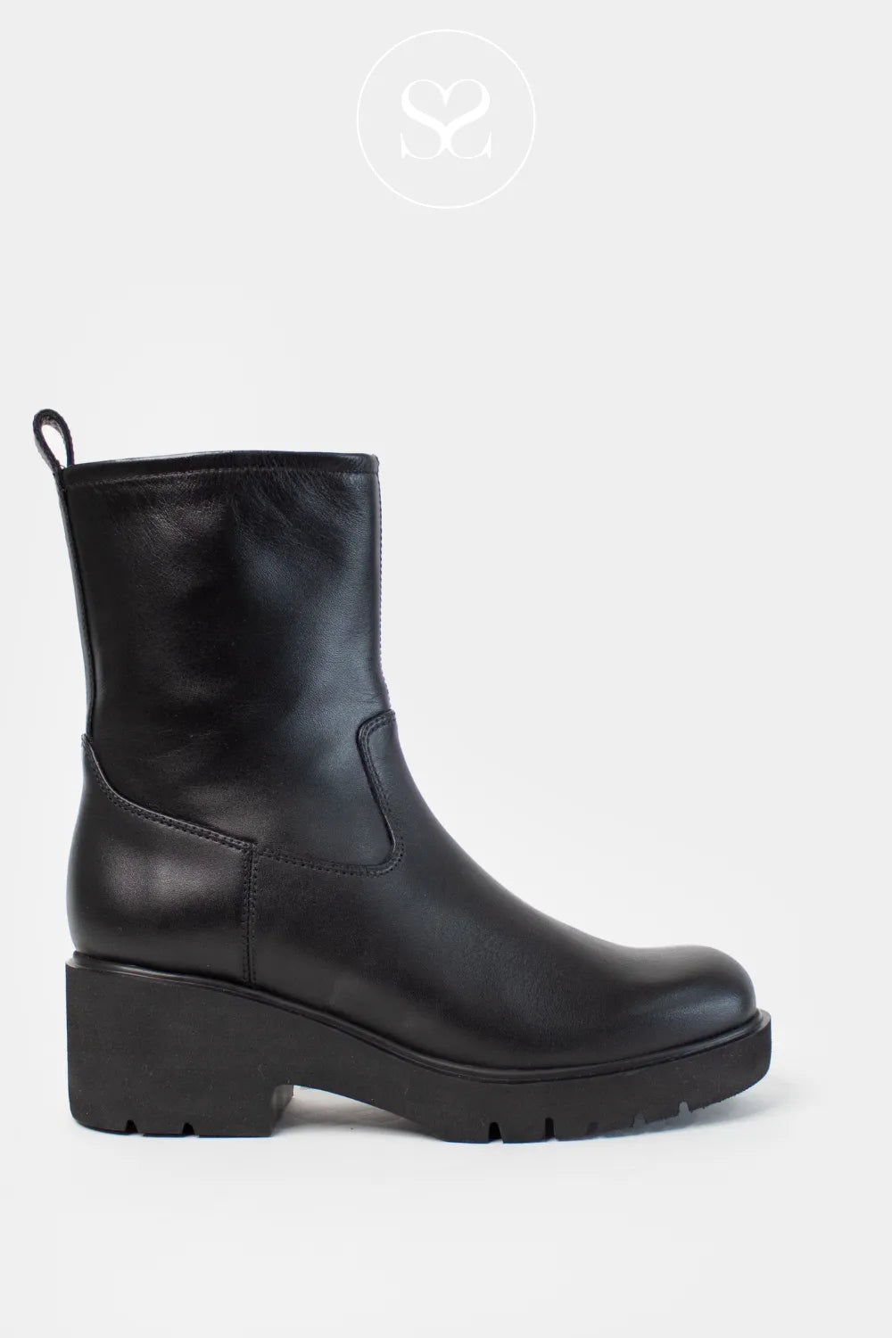 UNISA BLACK WEDGE BOOT FOR WOMEN JAVITO FOR WOMEN WITH WEDGE BLOCK HEEL AND PLATFORM SOLE