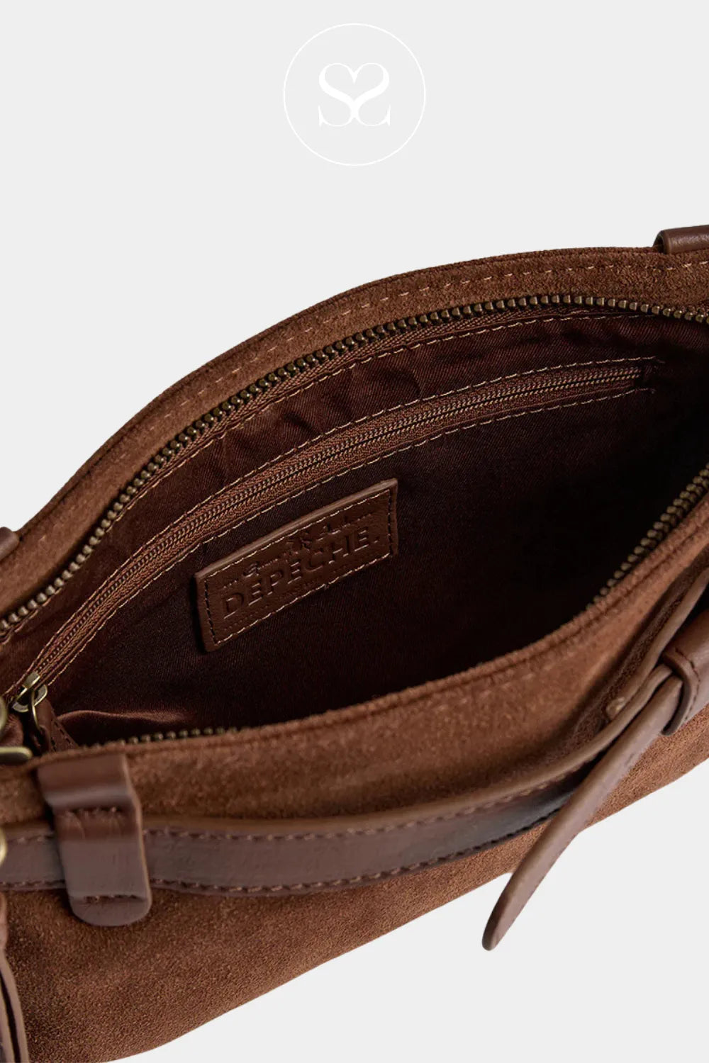 DEPECHE BROWN SUEDE CROSSBODY SHOULDER BAG - 16646