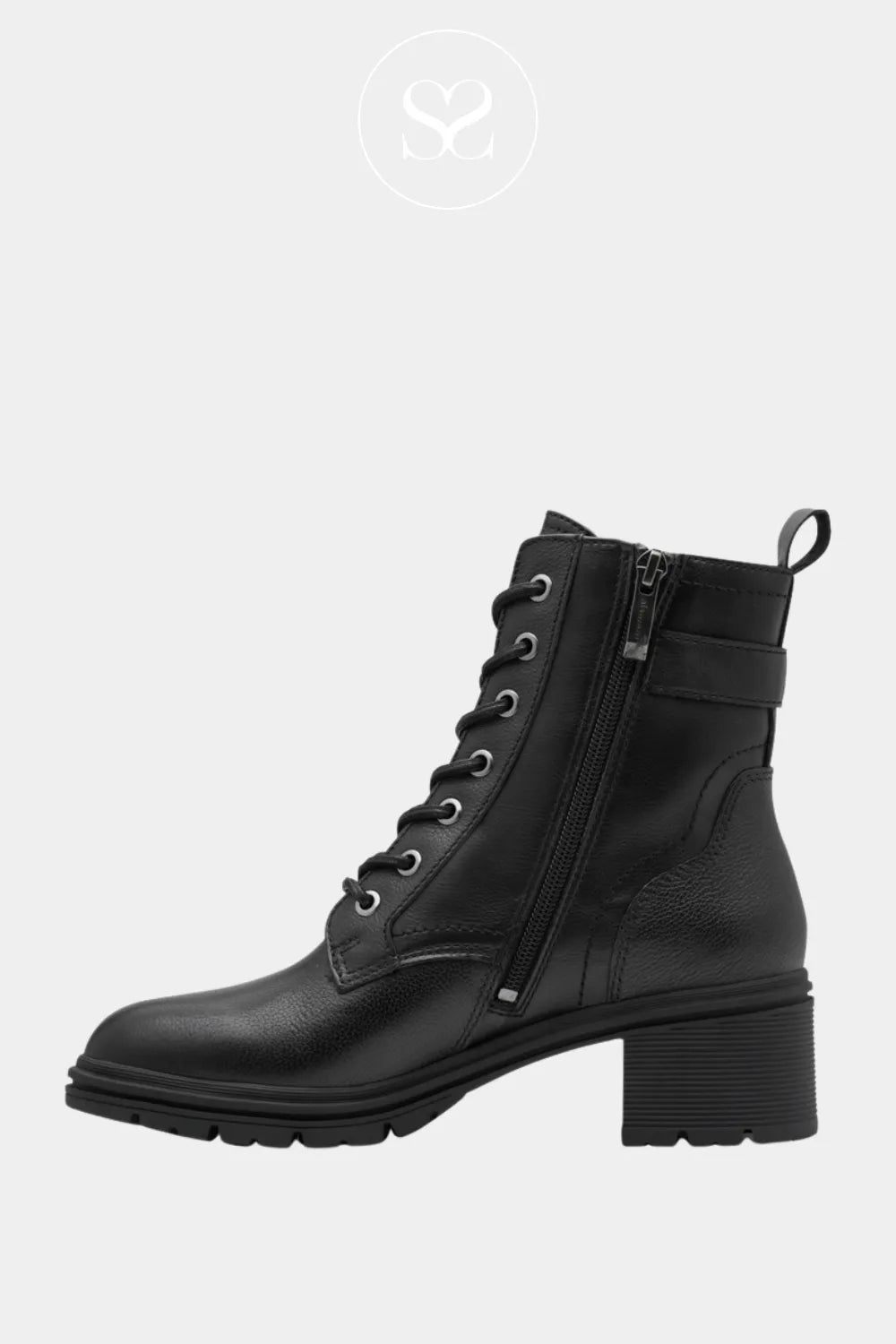 TAMARIS BLACK LACE UP BLOCK HEEL ANKLE BOOTS 1-25907-45 ireland