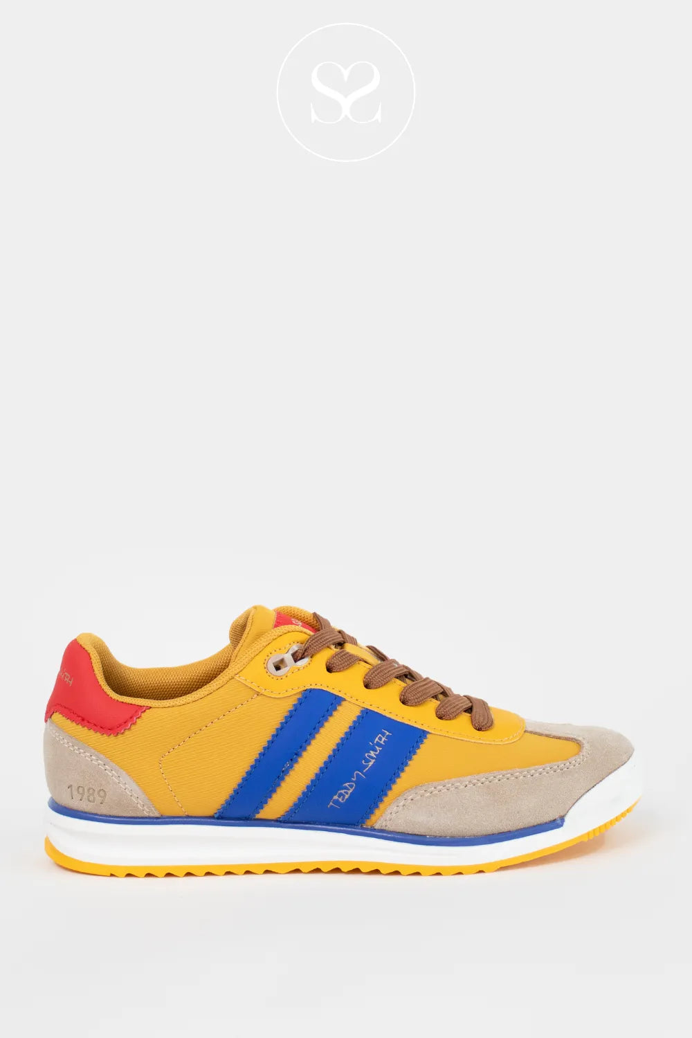 TEDDY SMITH 120320 YELLOW/BLUE SPORTY RETRO TRAINERS