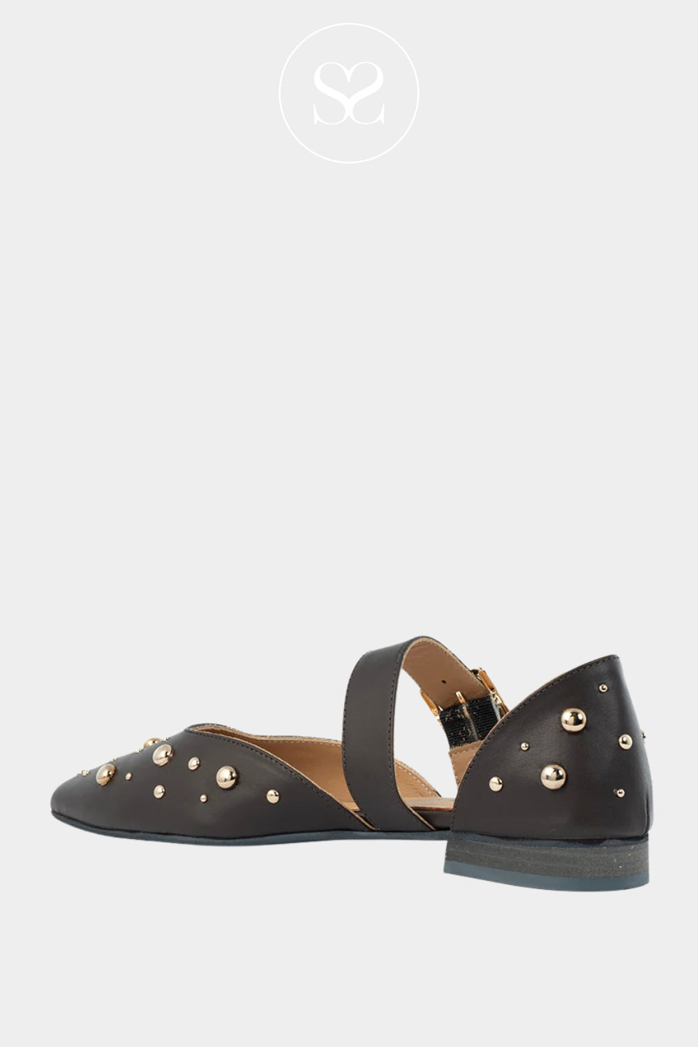 Babouche Chocolate Brown Studded Ballet Flats for women Ireland - G-Ally-1