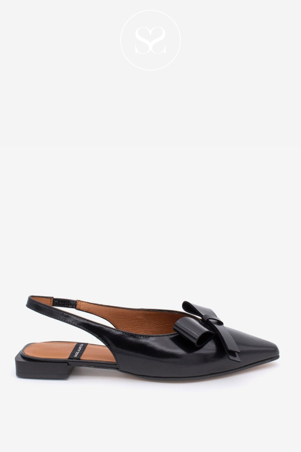 ANGEL ALARCON CHARLOTTE - BLACK BOW SLINGBACK FLATS IRELAND