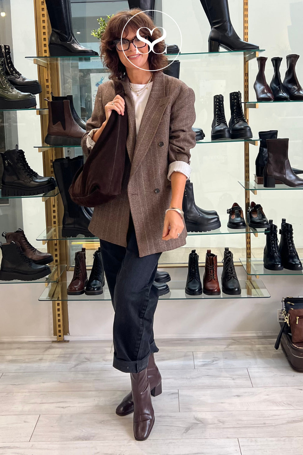 Miss Elastic Chocolate Brown Block Heel Sock Boots - 78330