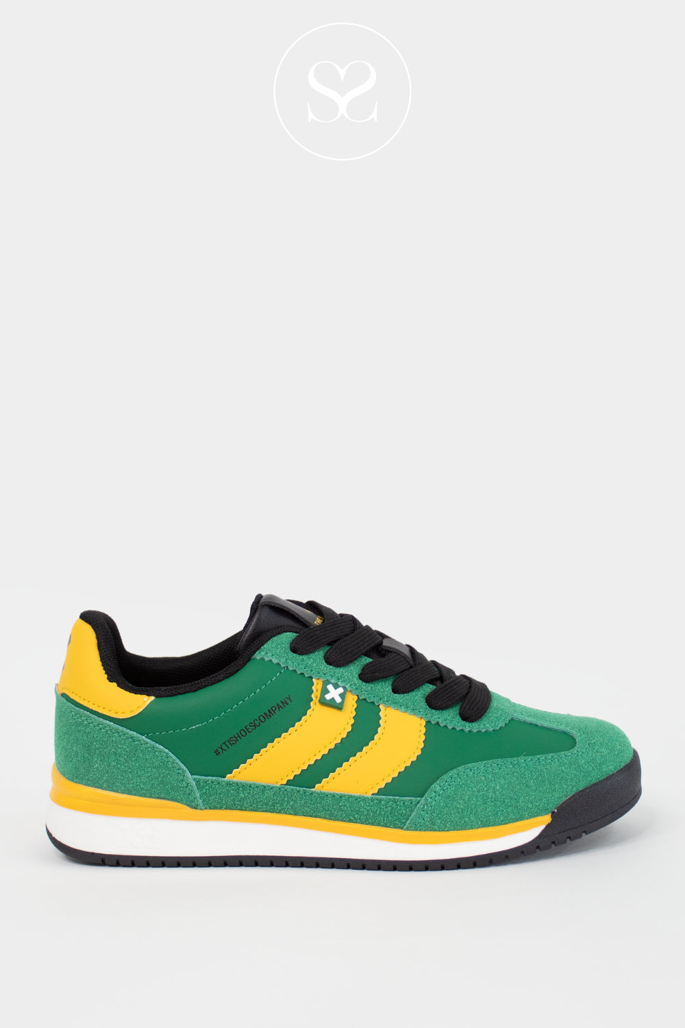 XTI GREEN/YELLOW  RETRO SPORTY  TRAINERS - 144587