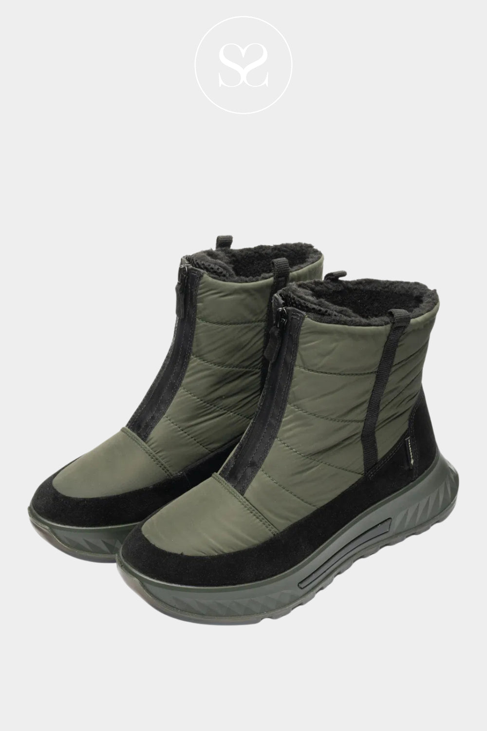 ARA GREEN/BLACK GORE-TEX TRAINER BOOTS WITH SOFT FLEESE LINING