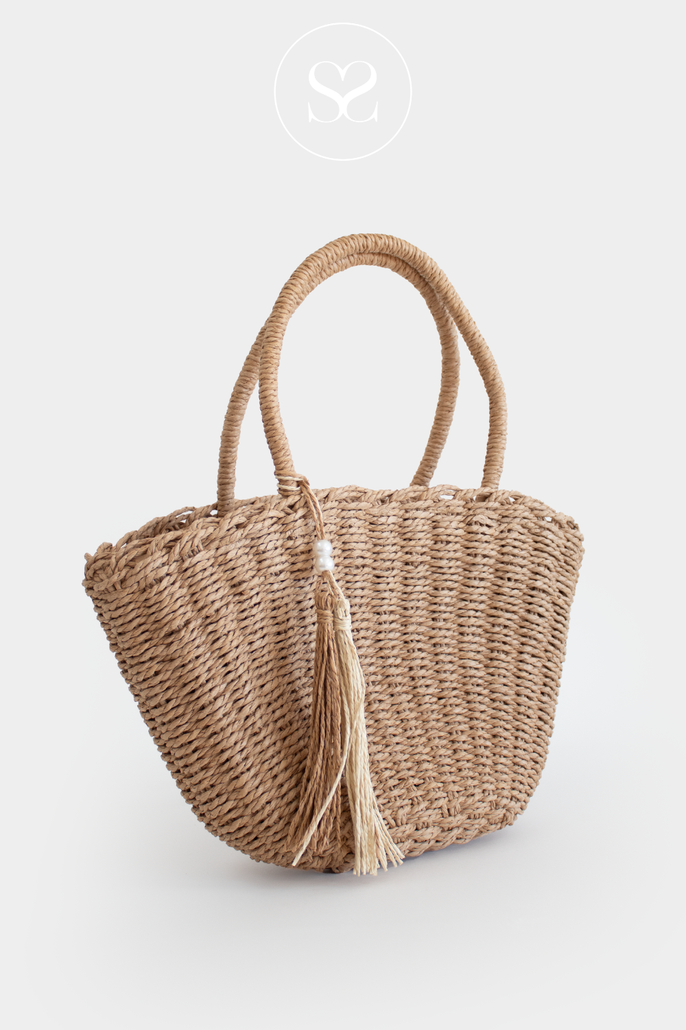 6025 DARK CAMEL WOVEN SHOPPER HANDBAG