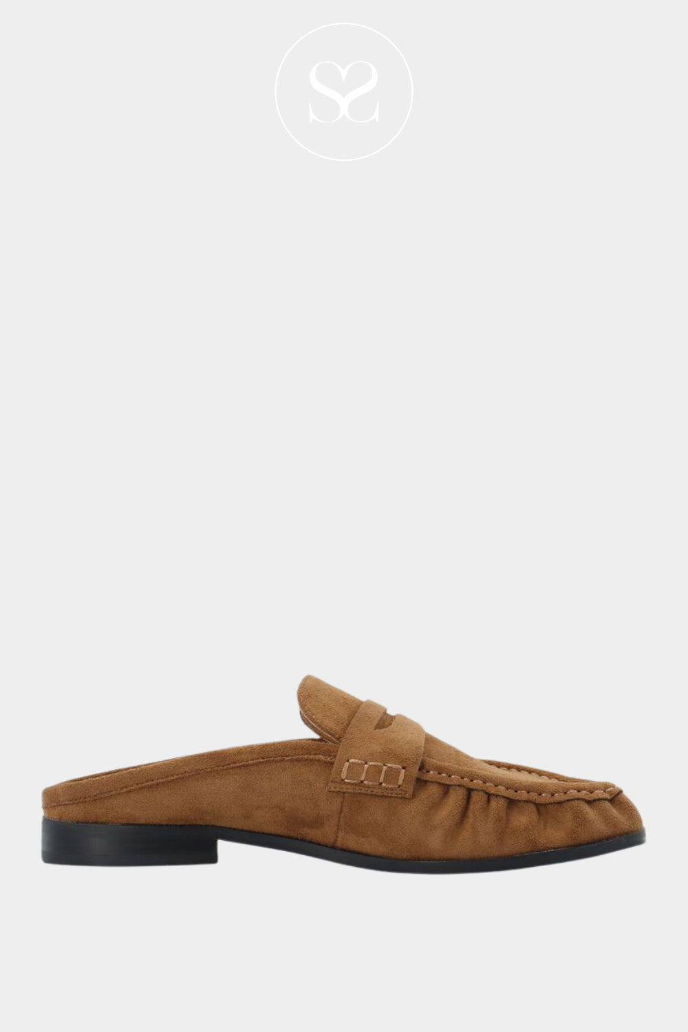 Bianco Tan Faux Suede Backless Mule Loafers - Biacarma Ireland