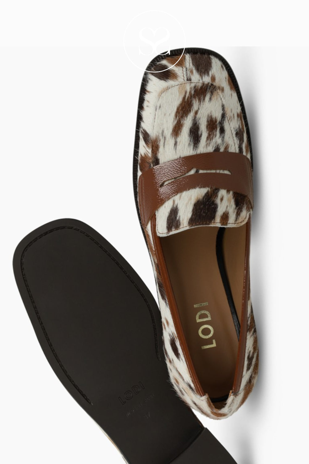 Cow print loafers for women in Ireland from Lodi