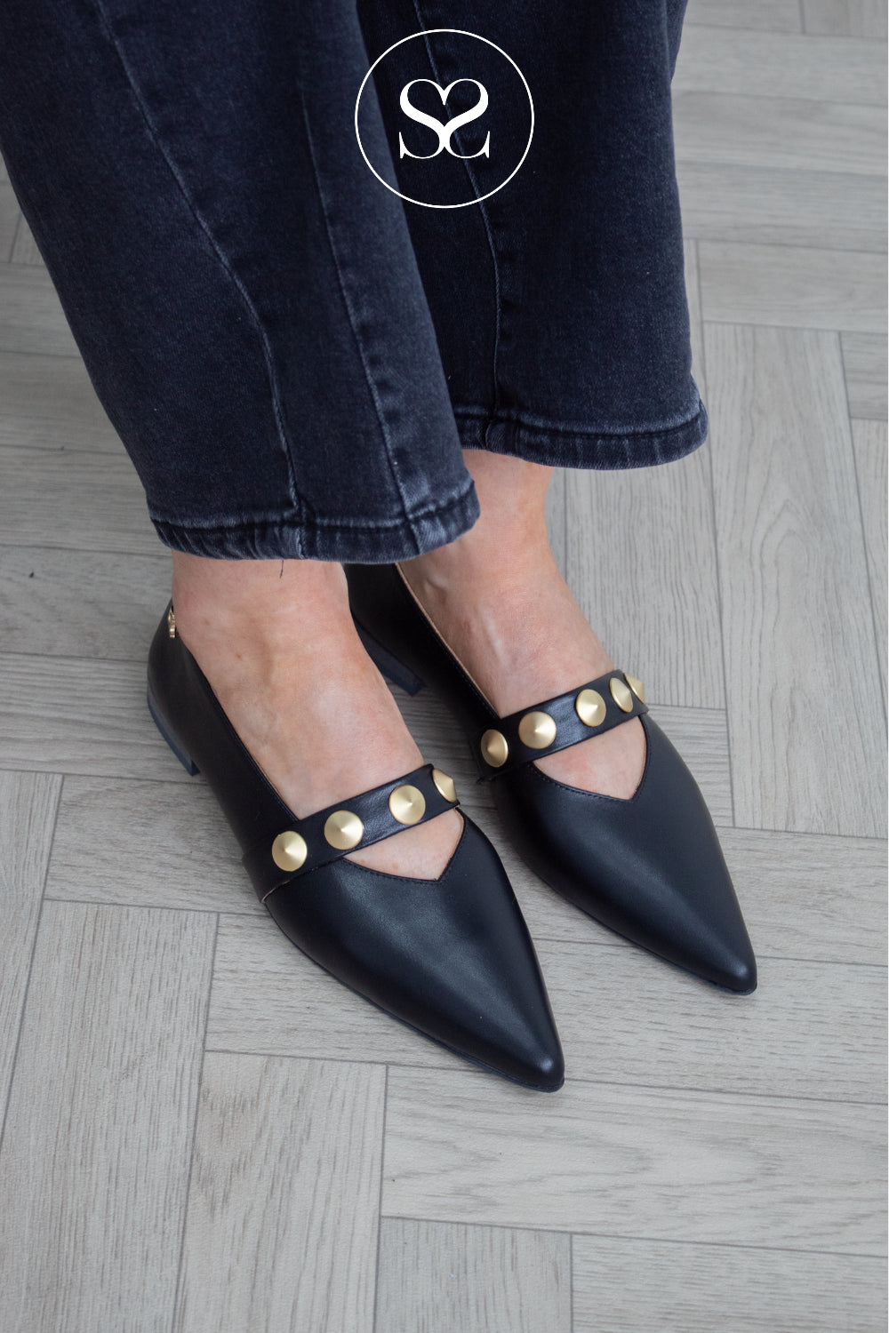Babouche Black Ballerina Pumps - Flynn for Women in Ireland
