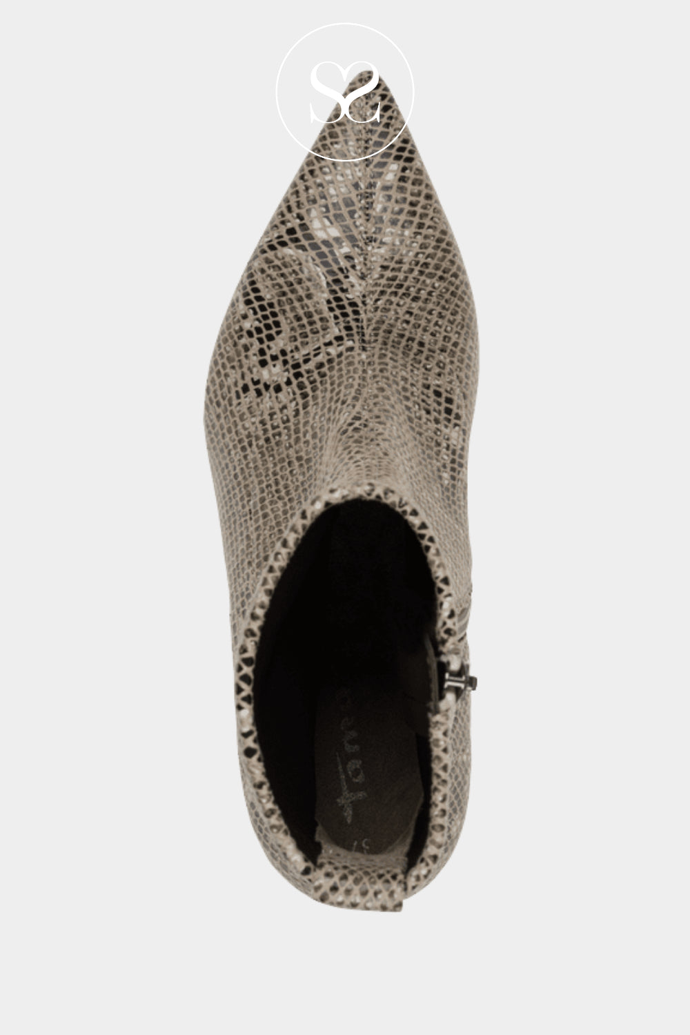 Comfortable pointed toe sock boots in snake print from Tamaris in Ireland