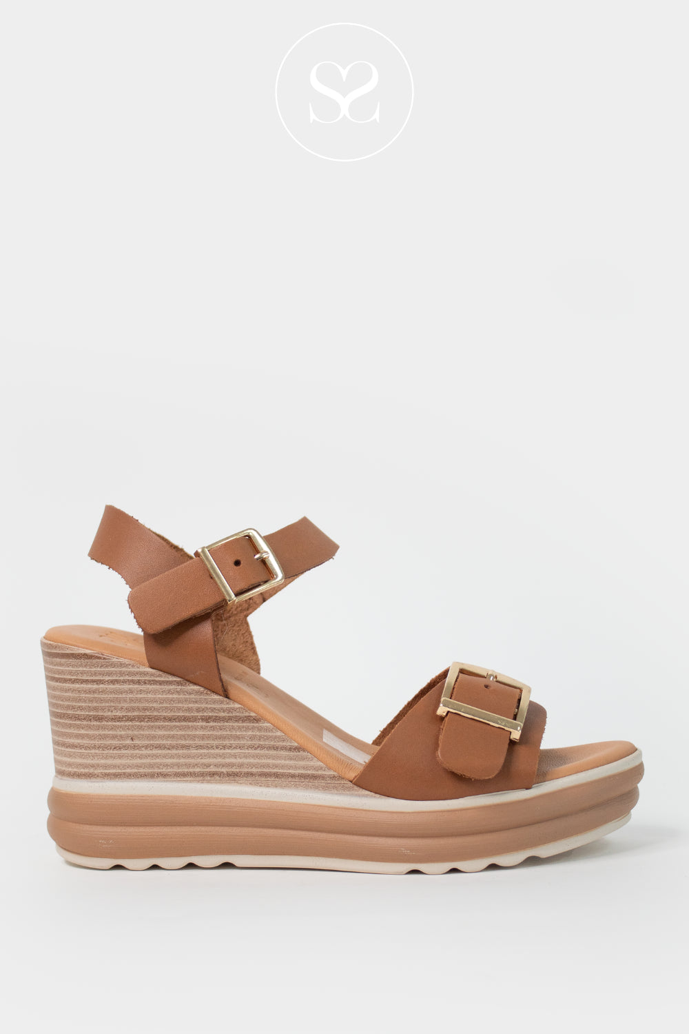 Oh My Sandals Tan Wedge Sandals 6003 - Ireland