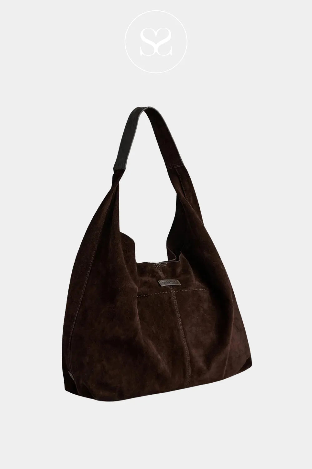 DEPECHE CHOCOLATE BROWN SUEDE SHOPPER HANDBAG - 16644