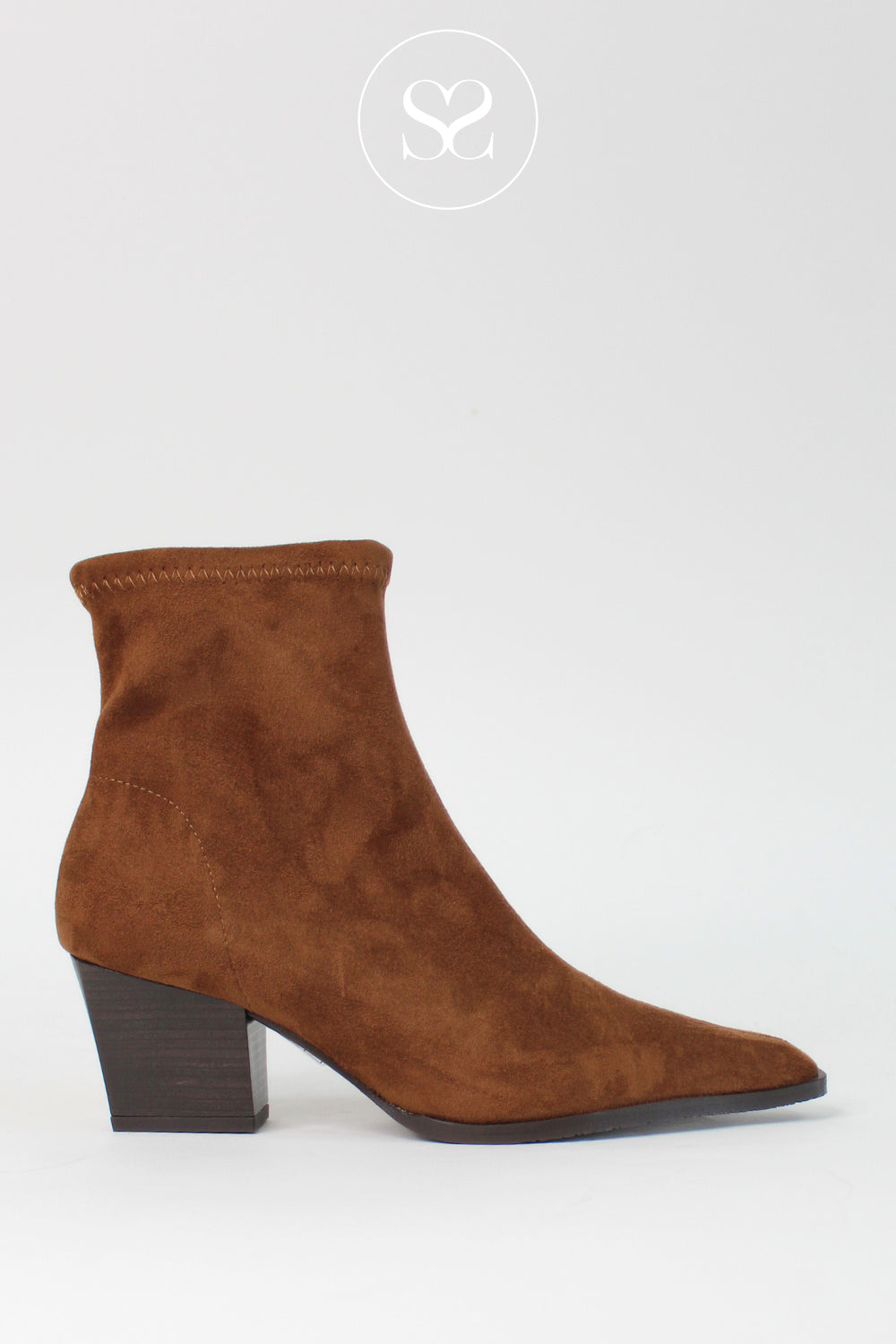 Miss Elastic Brown / Tan Western Style Sock Boots - 78151