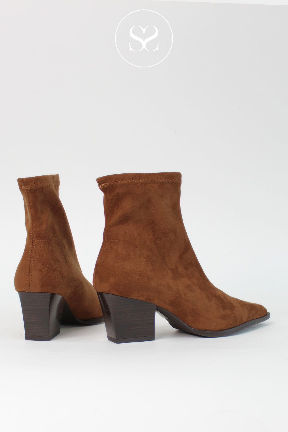 Miss Elastic Tan Western Style Ankle Boots - 78151 Ireland