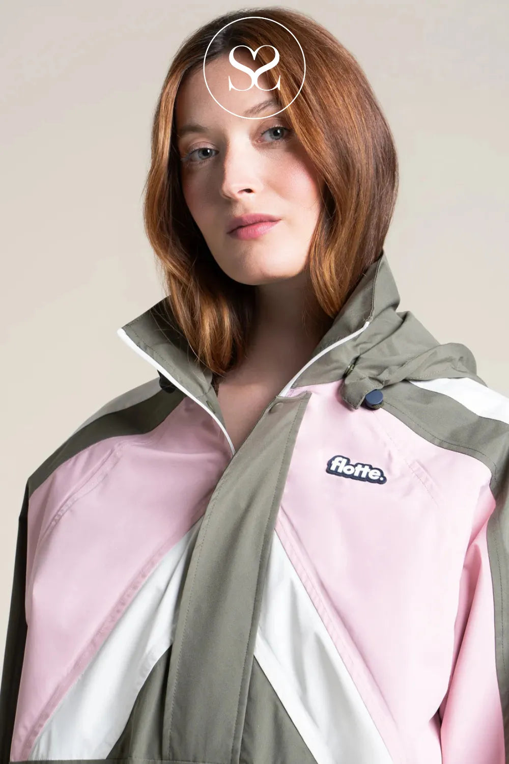 Flotte Khaki, Blush & Cream Waterproof Jacket for Women - Abbesses