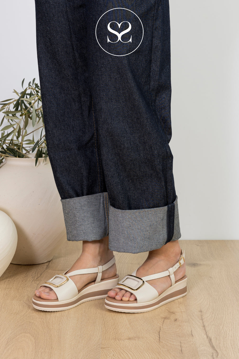 Oh My Sandals Cream Low Wedge Sandals 6045