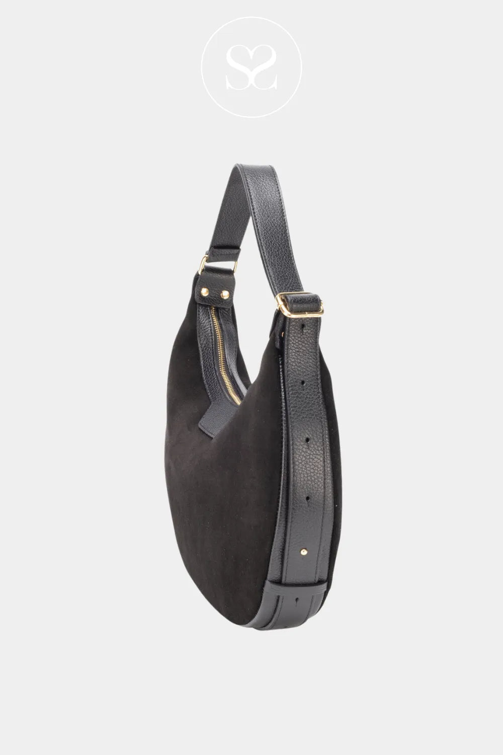 ELIE BEAUMONT BLACK SUEDE SHOULDER HANDBAG CRESCENT