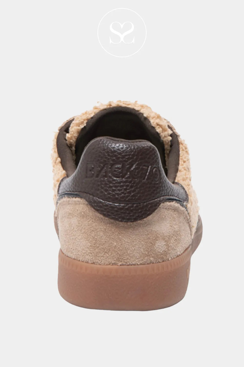 BACK70 BROWN AND BEIGE TEDDY LOW PROFILE TRAINERS FOR WOMEN-CLOUD Tongue and collar padded with foam for a snug fit