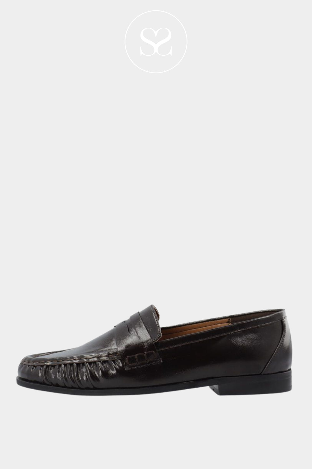 Bianco Dark Brown Faux Leather Penny Loafers - Biacarma