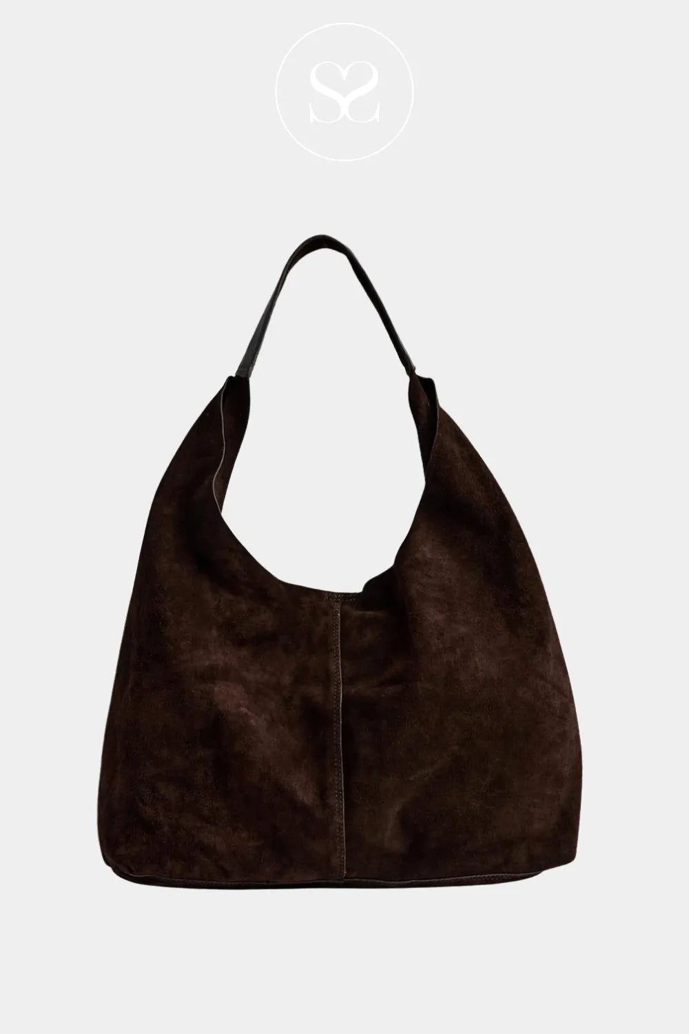 DEPECHE CHOCOLATE BROWN SUEDE SHOPPER HANDBAG - 16644