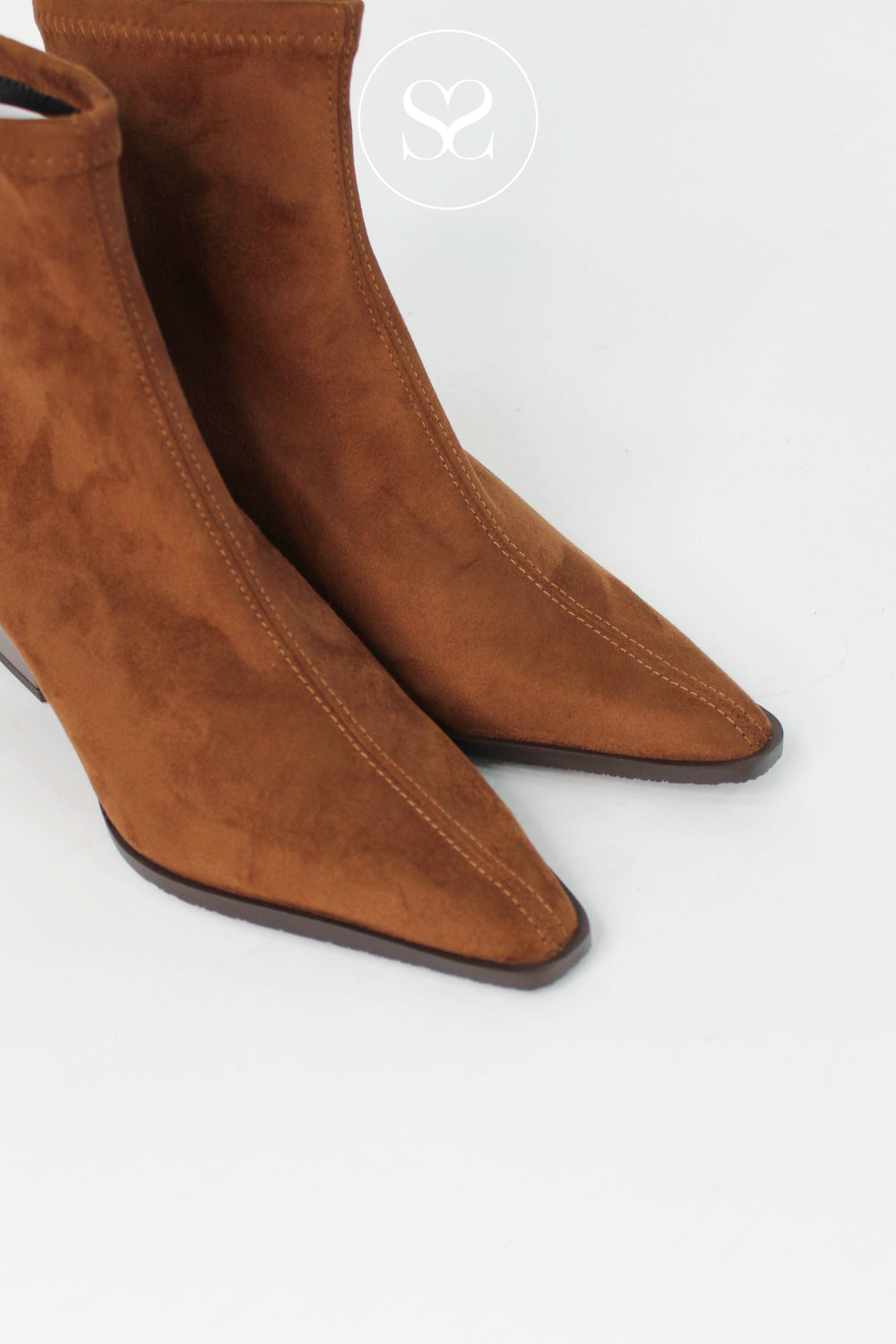 Miss Elastic Brown / Tan Western Style Pointed toe  Boots - 78151