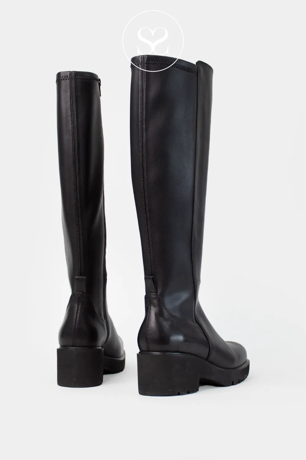 UNISA BLACK KNEE HIGH LEATHER BOOTS - JABILO FOR WOMEN WITH SOFT ROUNDED TOE