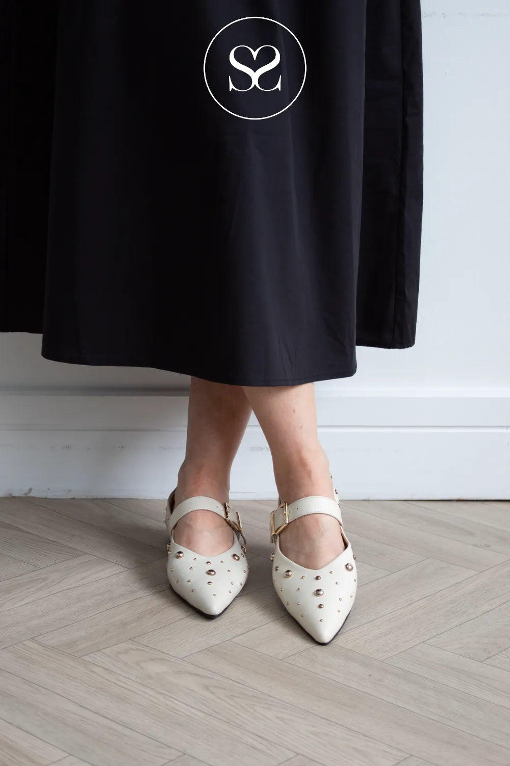 Babouche Off White Mary-Jane Flats - Celina