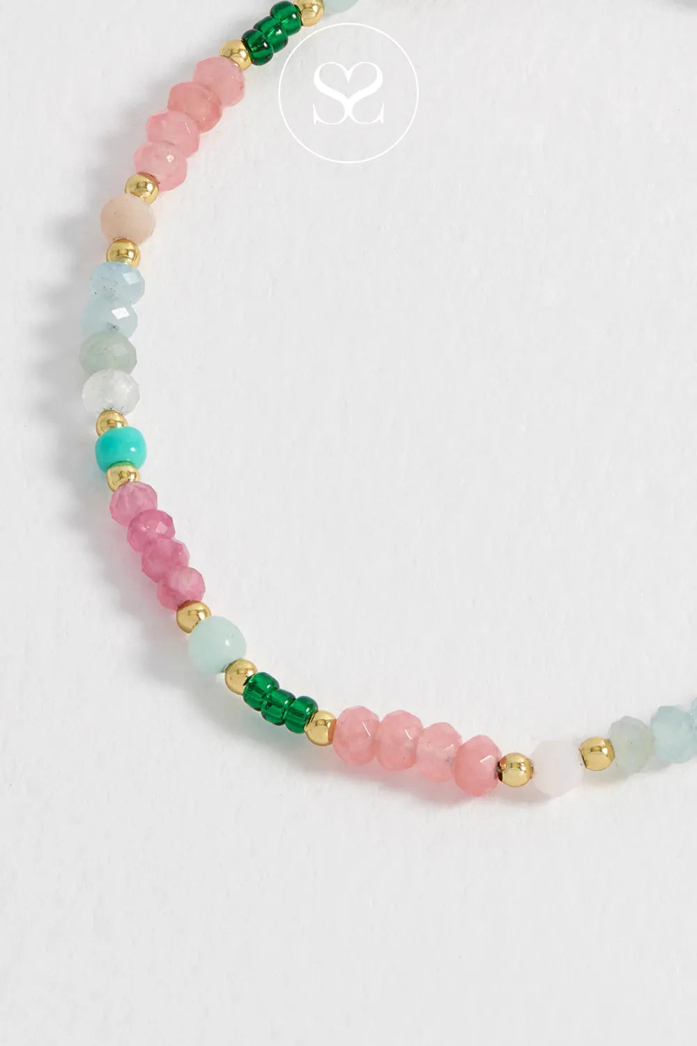 ESTELLA BARTLETT GREEN/PINK MINI BEAD BRACELET EBB6284G