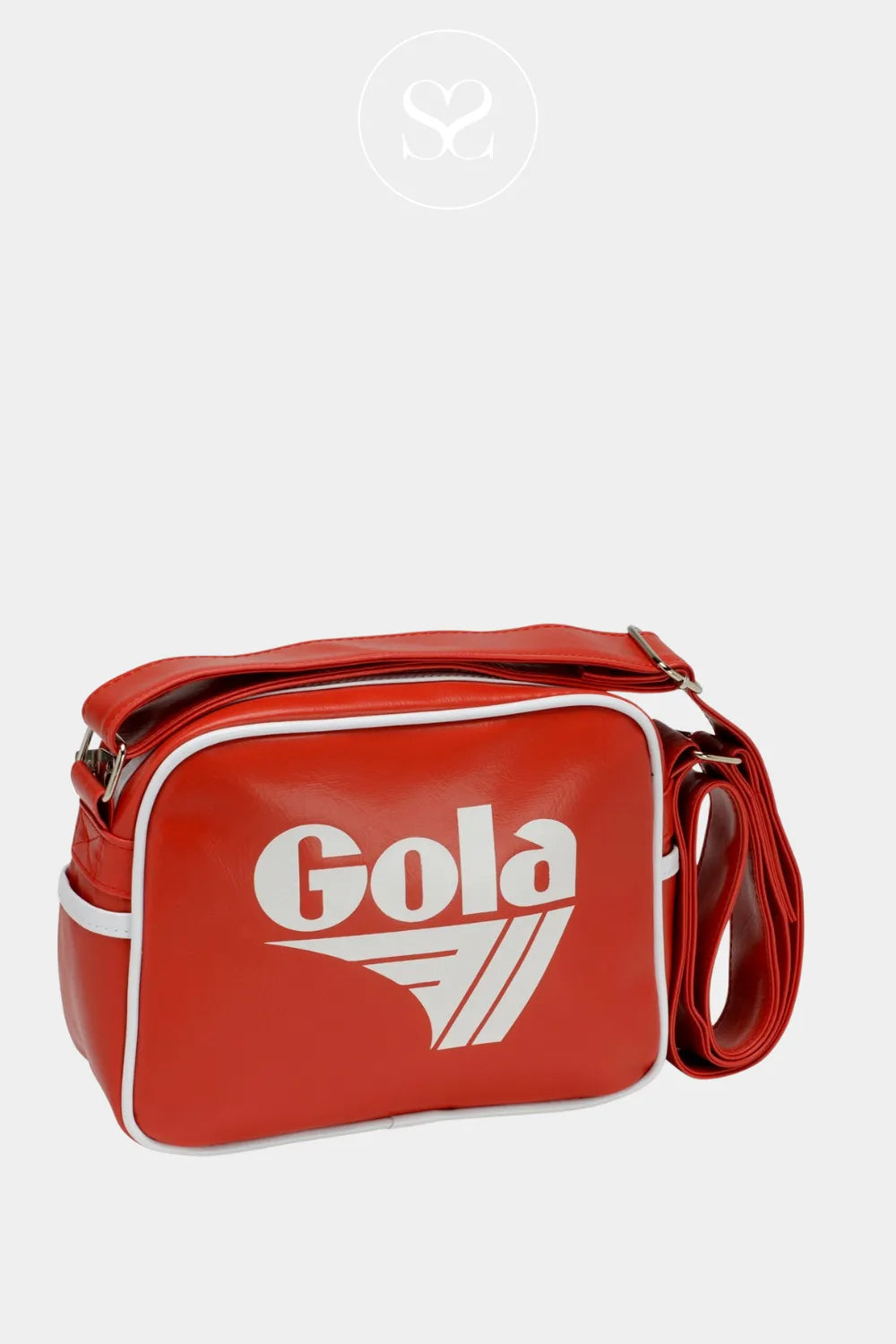GOLA RED/WHITE LEATHER RETRO CROSSBODY BAG MINI REDFORD FOR WOMEN WITH SIGNATURE GOLA LOGO