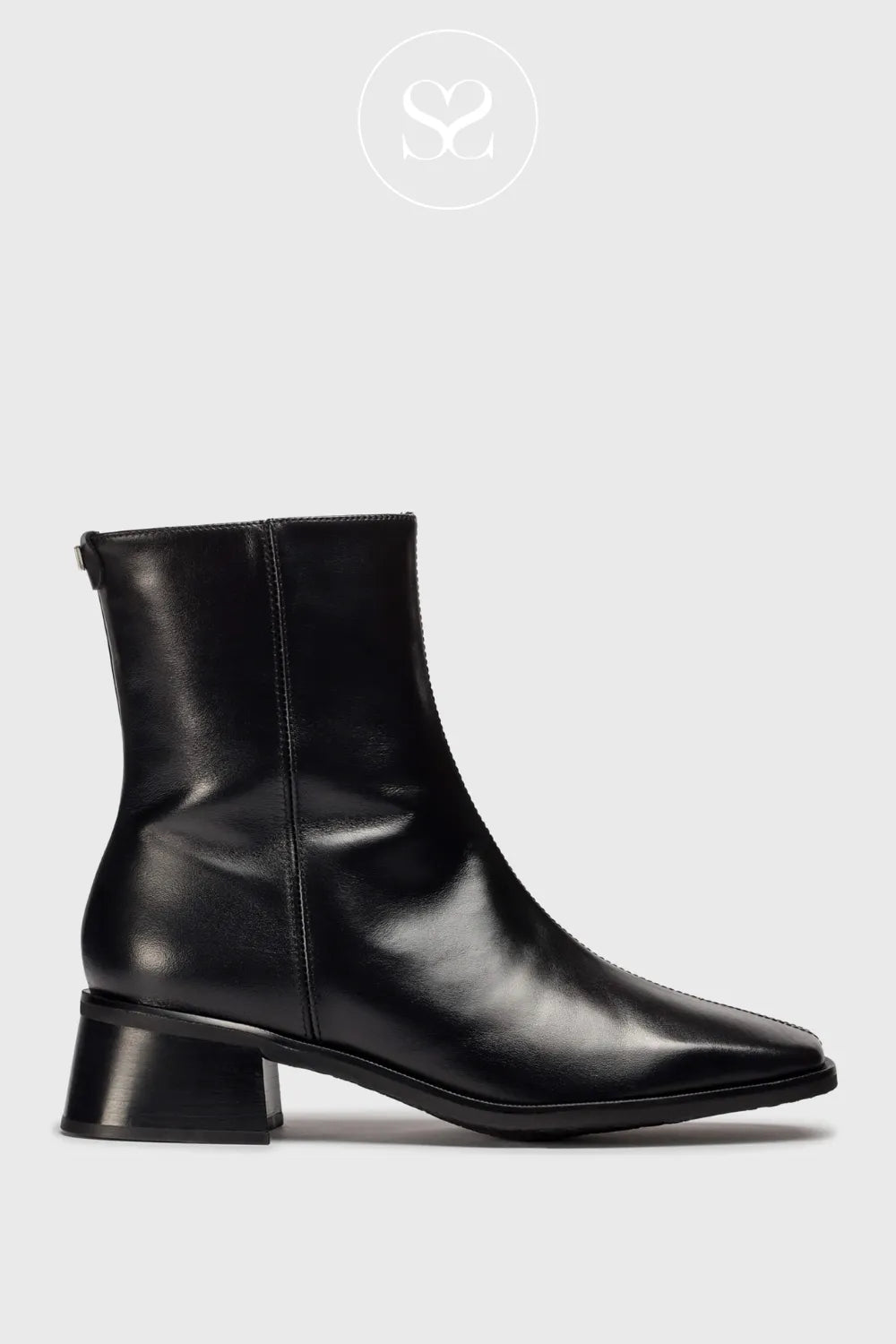 WONDERS BLACK BLOCK HEEL ANKLE BOOTS D-1601 FOR WOMEN MADE WITH SOFT SPANISH LEATHER FOR ALL DAY COMFORT