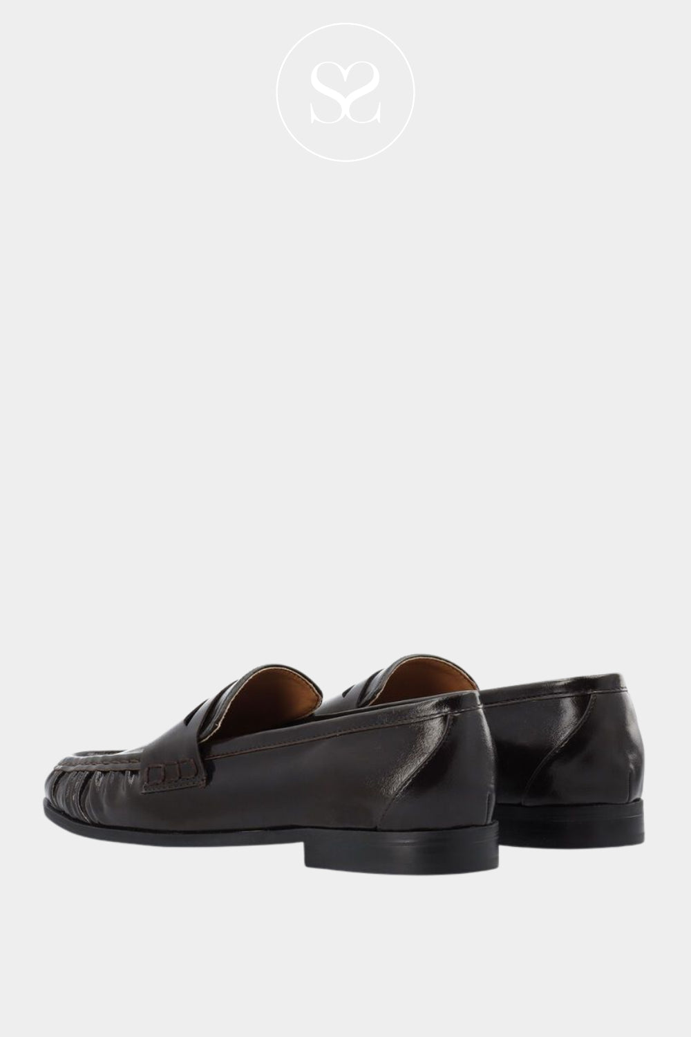 Bianco Dark Brown Faux Leather Penny Loafers - Biacarma