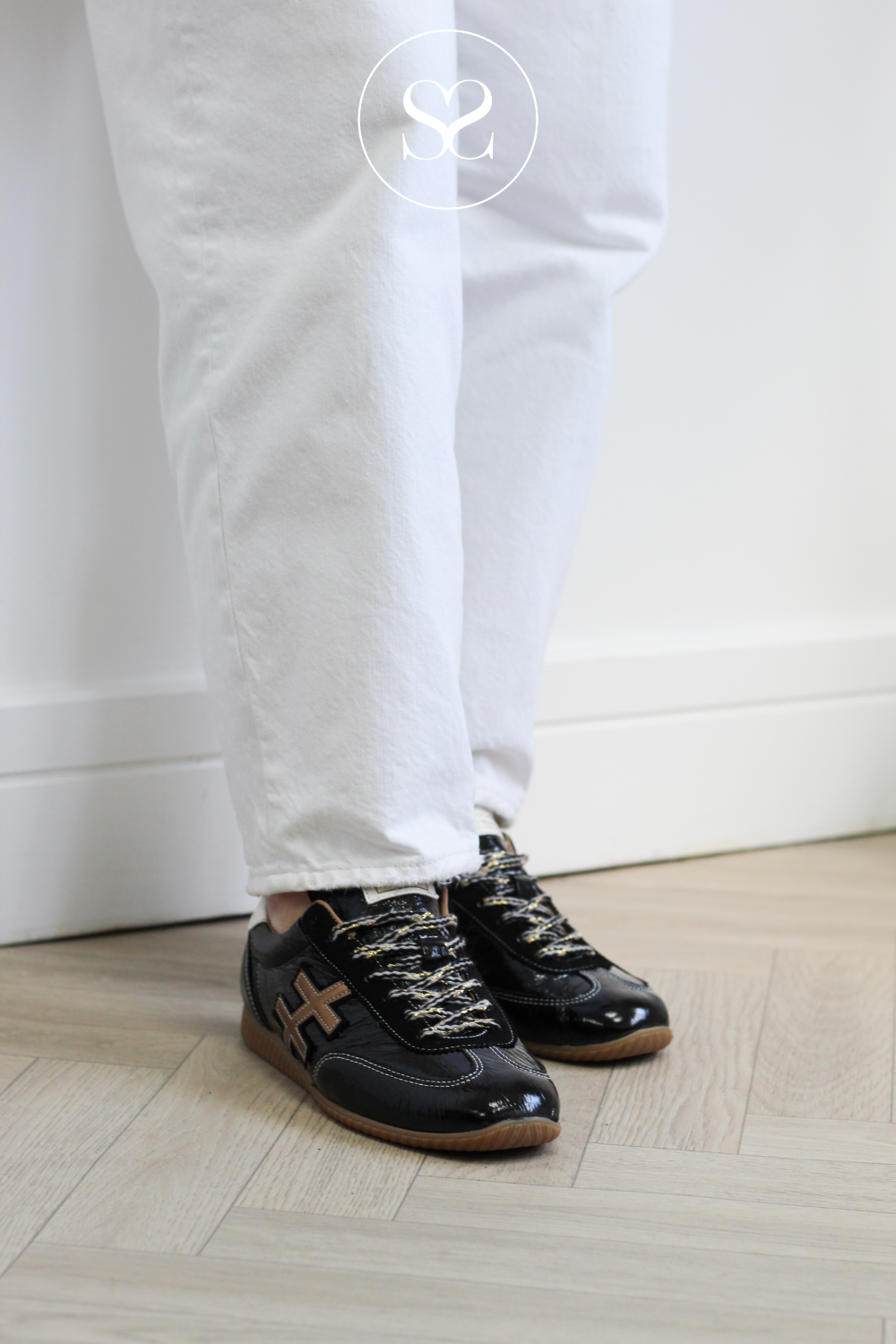 Another Trend Black Patent Slim Trainers A078-47 ireland