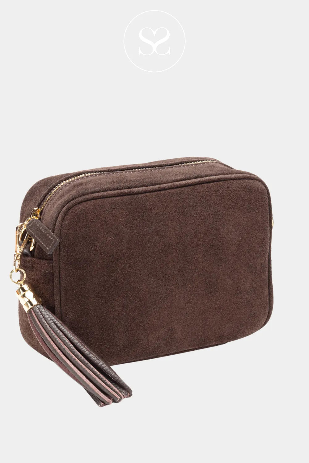 ELIE BEAUMONT CHOCOLATE SUEDE CROSSBODY HANDBAG