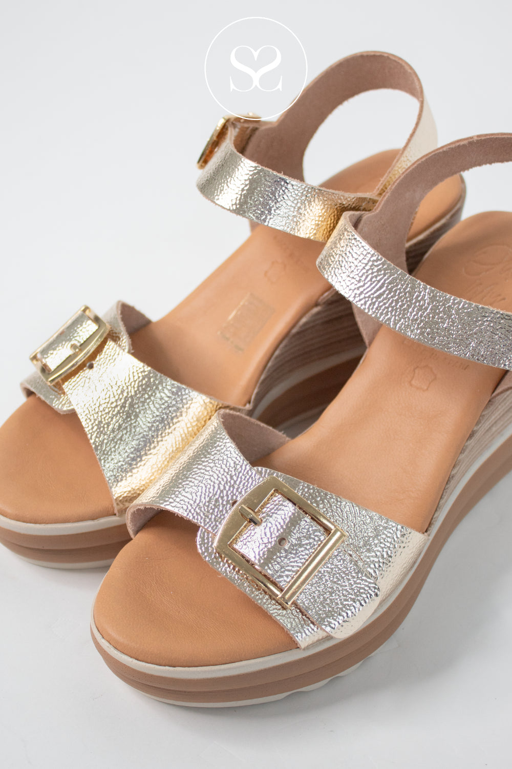 Oh My Sandals Gold Wedge Sandals 6003