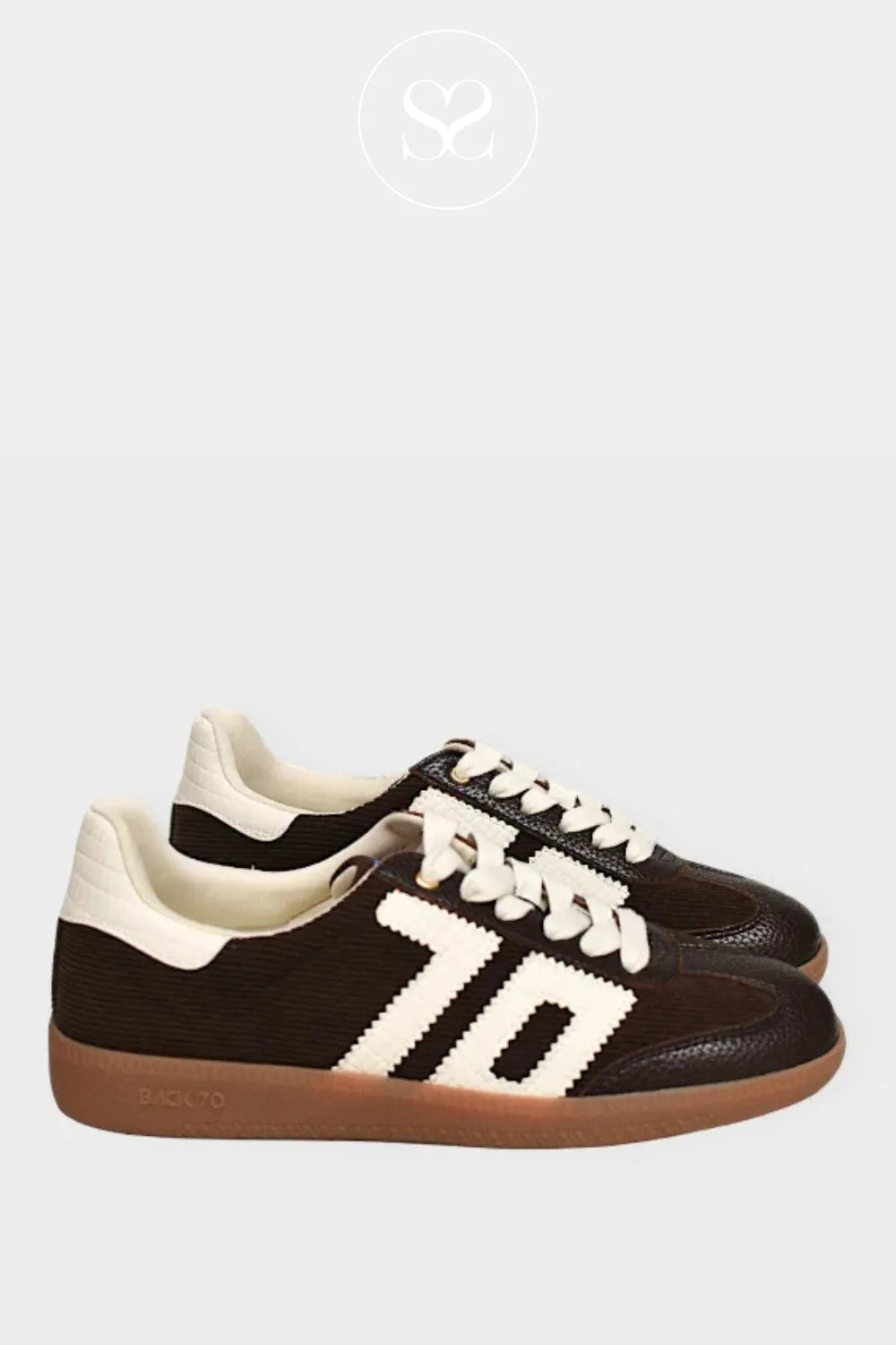 BACK70 BROWN CORDUROY LOW PROFILE TRAINERS FOR WOMEN- CLOUD low profile trainers for women with gum sole and corduroy toe detail