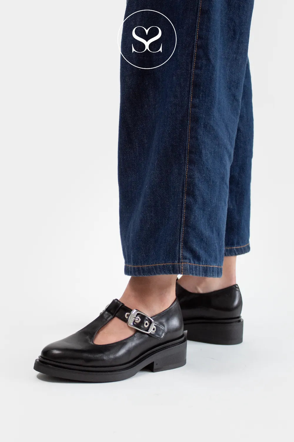 ANGEL ALARCON BLACK CHUNKY MARY-JANE SHOES ITAIS