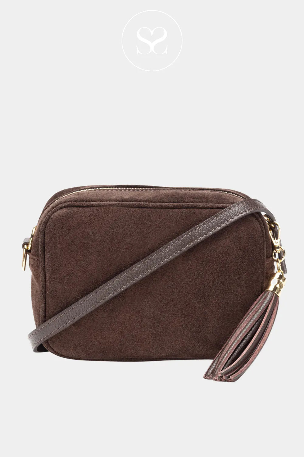ELIE BEAUMONT CHOCOLATE SUEDE CROSSBODY HANDBAG