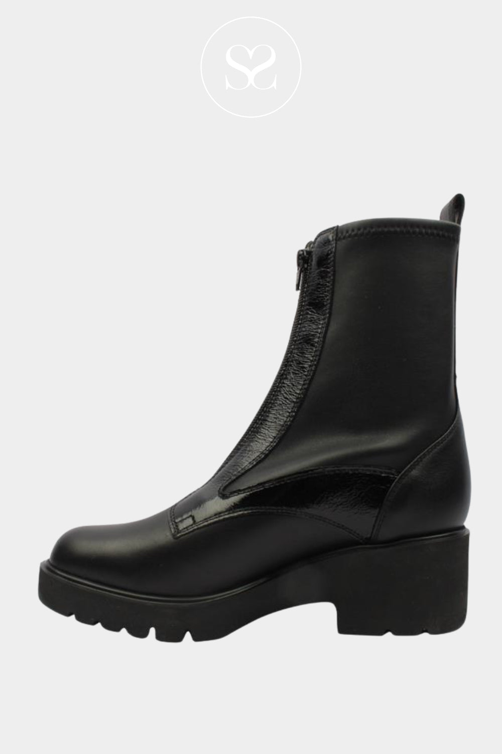 comfortable black wedge boots with front zip from Unisa - Jogin