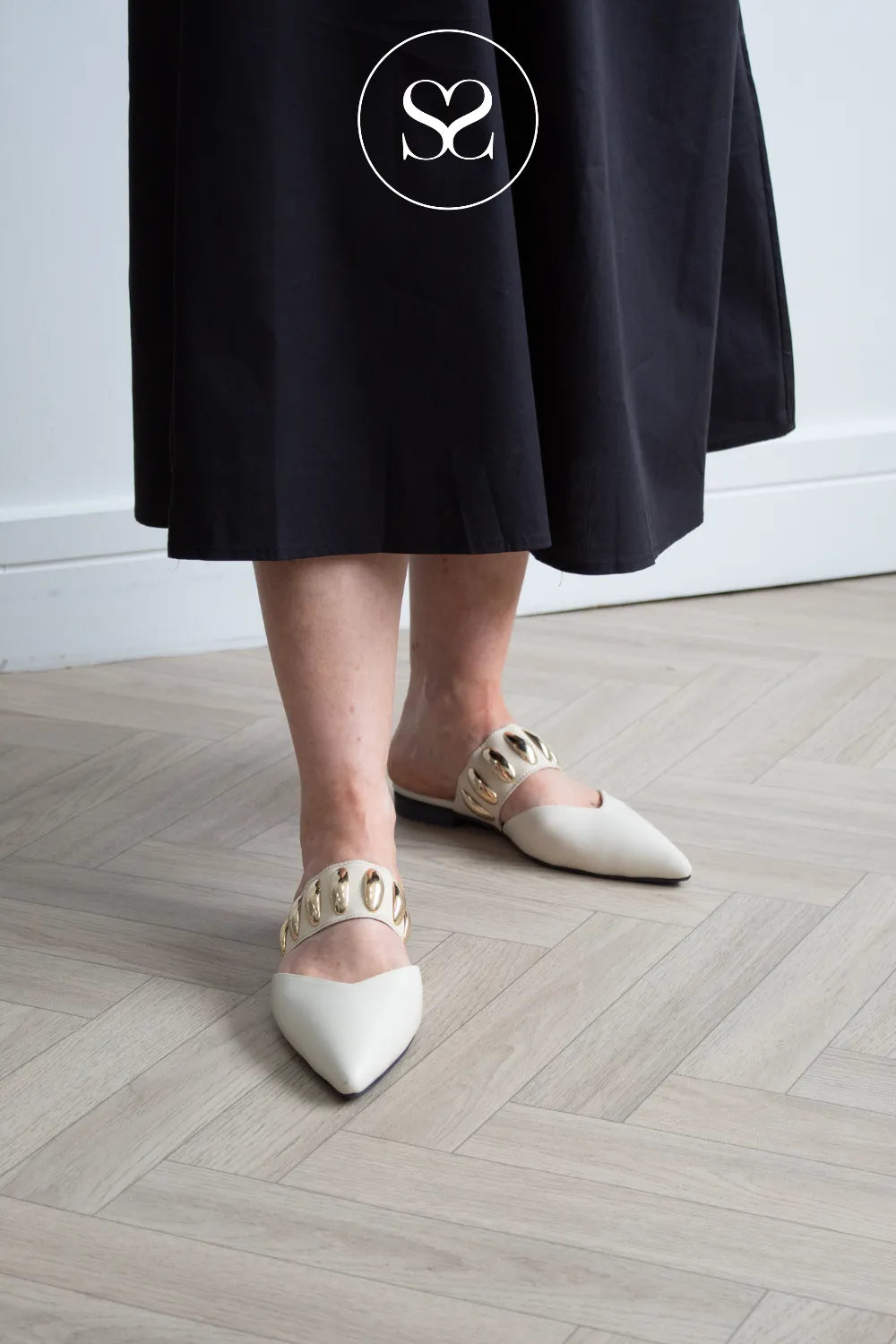 Babouche Off-White Ballerina Sliders - Grace